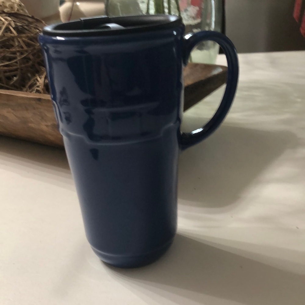 Longaberger Cornflower Blue Travel Mug GUC
